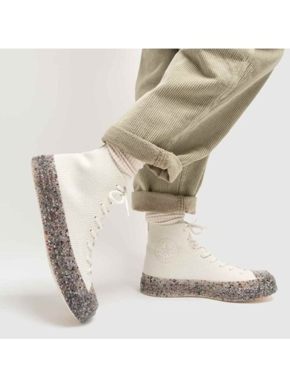 Converse Chuck Taylor 70 Hi Renew Knit High-Top Sneakers Beige Glitter Sole 8.5